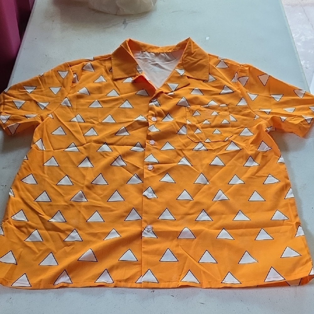 Vibrant Orange Triangle Pattern Men's Shirt